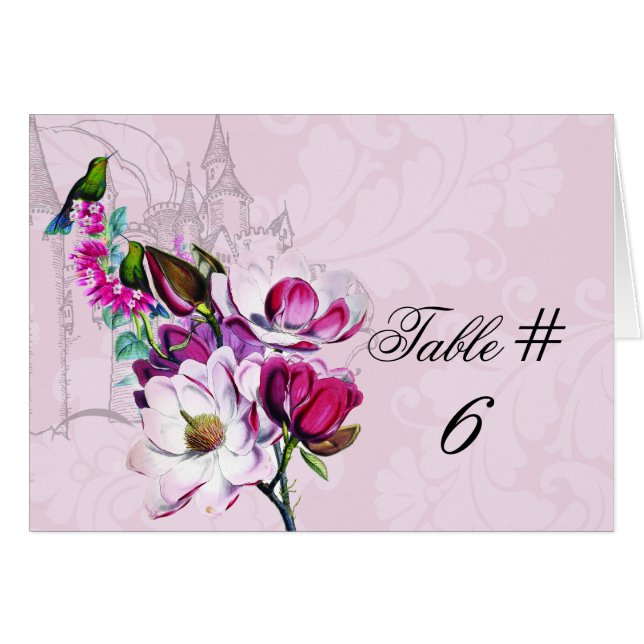 Hummingbird Magnolia Customized Table Number Cards (Front Horizontal)