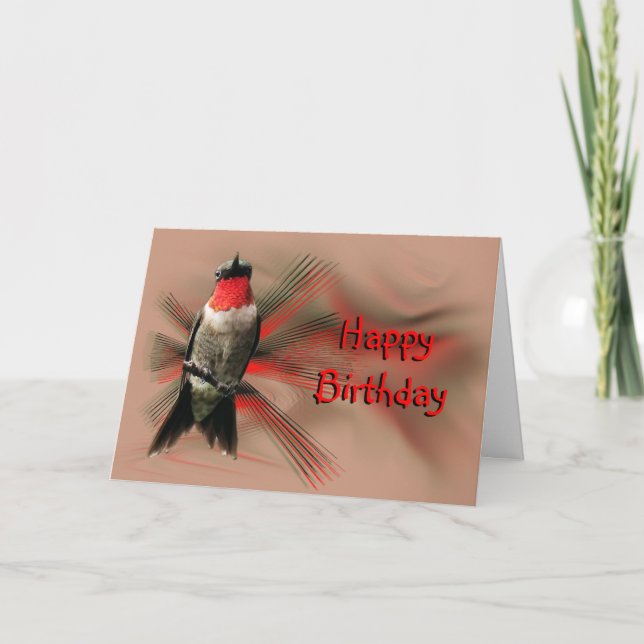 Hummingbird Male- graphic bkgr-customize Thank You Card (Front)