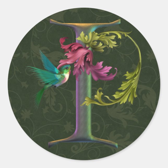 Hummingbird Monigram I Classic Round Sticker (Front)