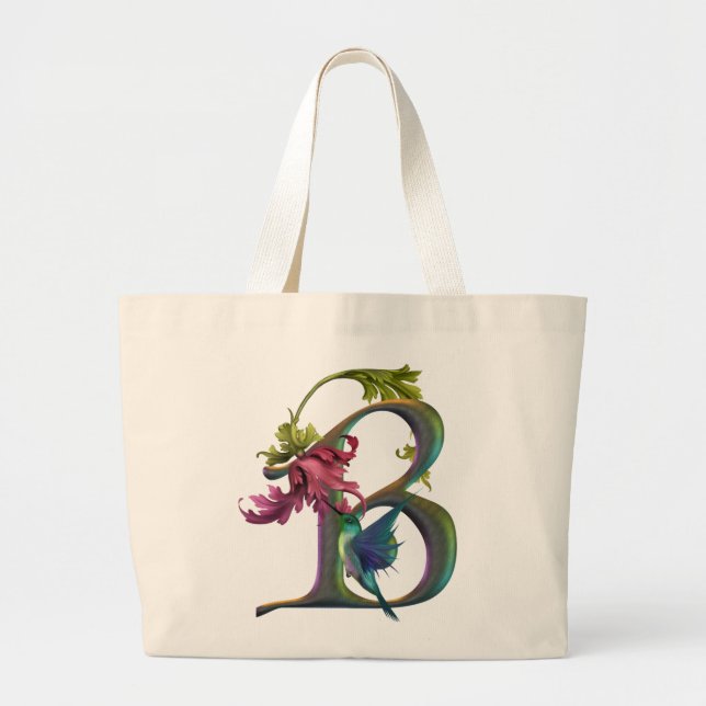 Hummingbird Monogram B Large Tote Bag (Front)