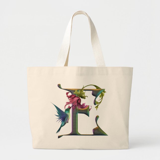 Hummingbird Monogram E Large Tote Bag (Front)