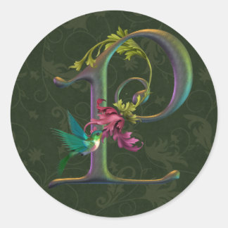 Hummingbird Monogram P Classic Round Sticker