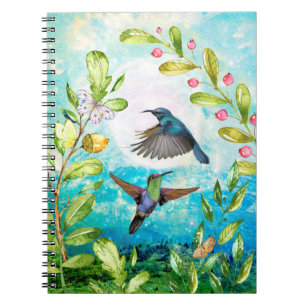 Hummingbird Morning Sunrise Watercolor Nature Art Notebook