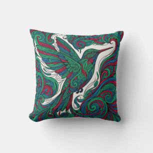 Hummingbird Nectar Throw Pillow – Jewel Tone Art