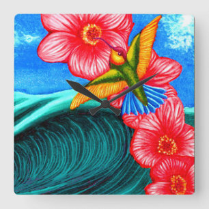 Hummingbird Ocean Square Wall Clock