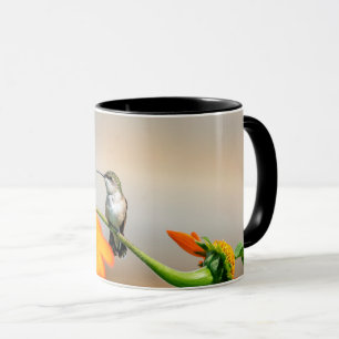 Hummingbird on a flowering plant mug