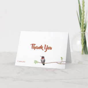 Hummingbird on Branch, Personalized Thank You Note