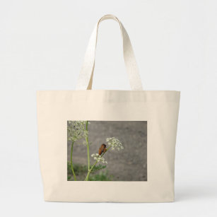 Hummingbird on Queen Ann's lace flower Large Tote Bag