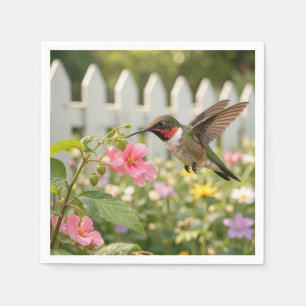 Hummingbird On Touch-Me-Not Flower Napkin