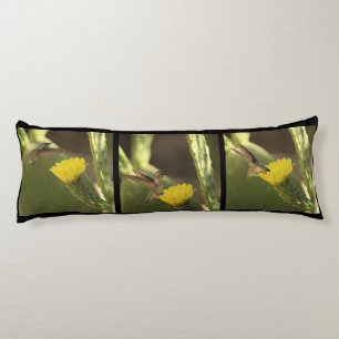 Hummingbird On Yellow Cactus Blossom Triptych Body Pillow