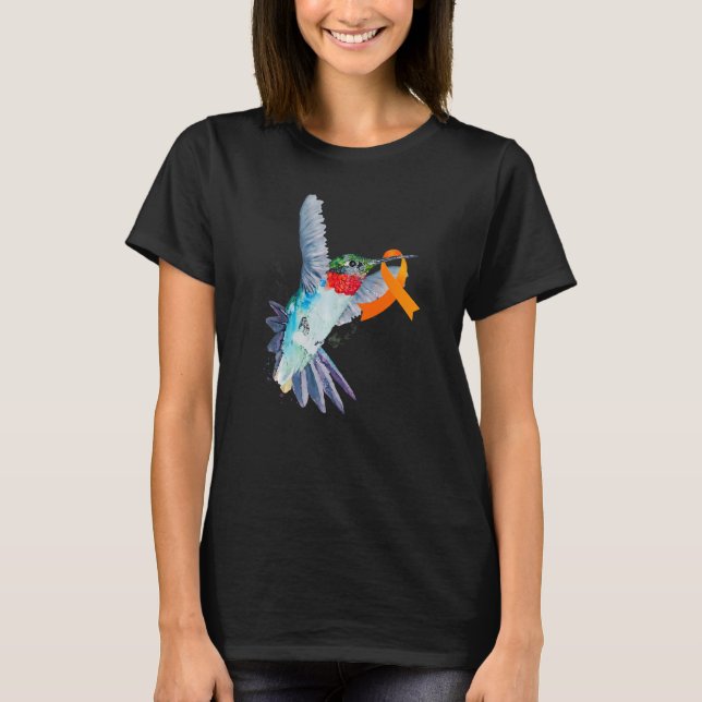 Hummingbird & Orange Ribbon Leukaemia Awareness Mo T-Shirt (Front)