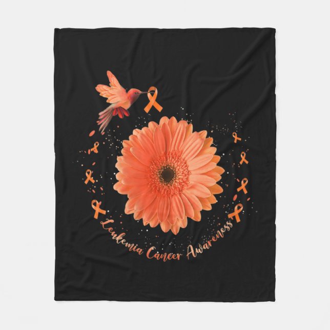 Hummingbird Orange Sunflower Leukaemia Cancer Awar Fleece Blanket (Front)