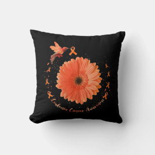 Hummingbird Orange Sunflower Leukaemia Cancer Awar Throw Pillow