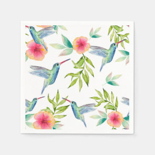 Hummingbird Paper Napkins, Floral Garden Party Napkin