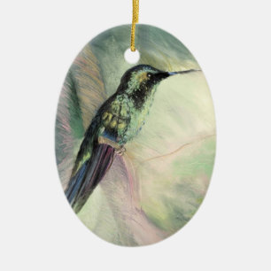 Hummingbird Pastel Fine Art Ceramic Ornament