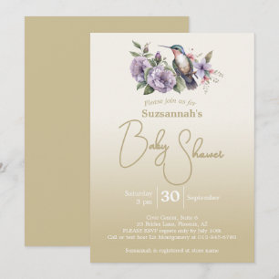Hummingbird Pastel Green Ombre Baby Shower Invitation