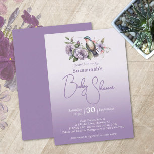 Hummingbird Pastel Purple Ombre Baby Shower  Invitation