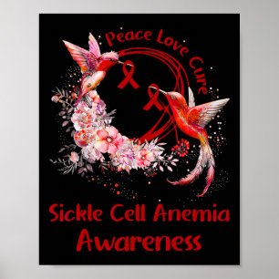Hummingbird Peace Love Cure Sickle Cell Anemia Awa Poster
