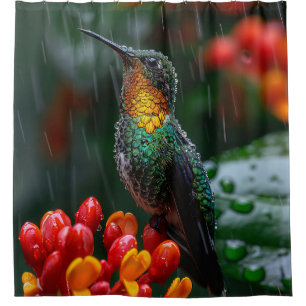 Hummingbird Perched on Bright Flower
