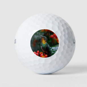 Hummingbird Perched on Bright Flower Golf Balls