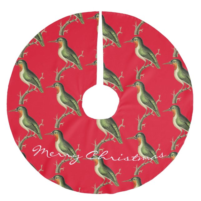 Hummingbird Perched Thunder_Cove  Brushed Polyester Tree Skirt (Front)