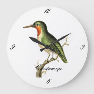 Hummingbird Perched Thunder_Cove Large Clock