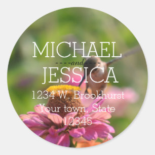Hummingbird Personalized address Classic Round Sticker