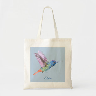 Hummingbird Personalized Blue Tote Bag with Birds