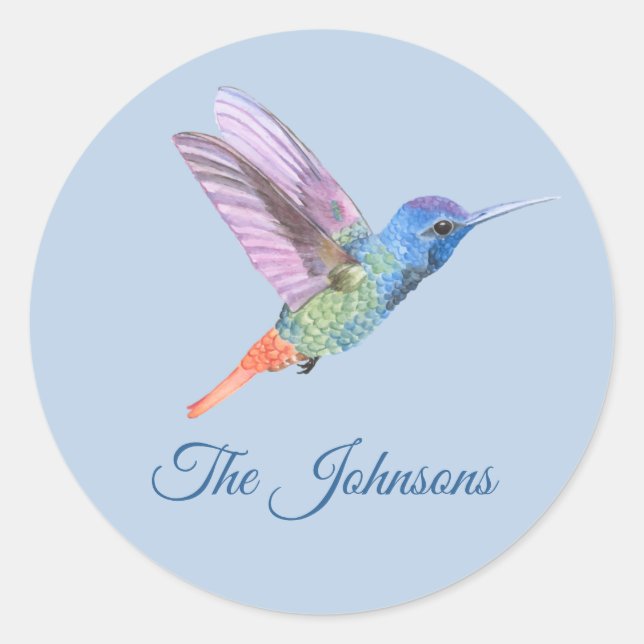 Hummingbird Personalized Stickers Blue (Front)