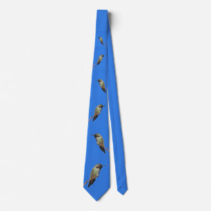Hummingbird Photo Pattern Bright Blue Sky Bird Tie