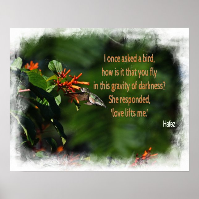 Hummingbird photo with Hafez quote Poster (Front)