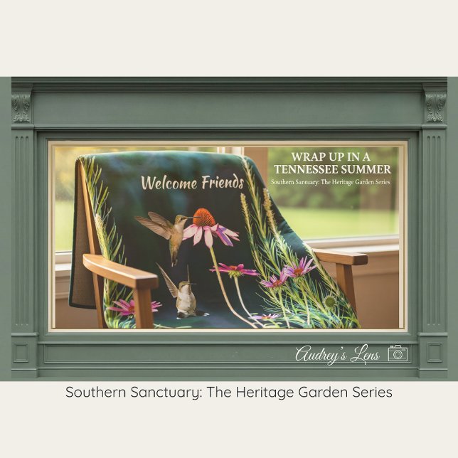 Hummingbird & Pink Coneflower Cozy Fleece Blanket (Creator Uploaded)