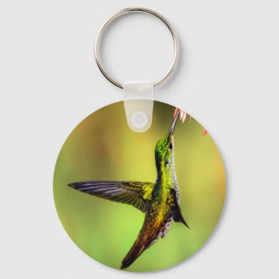 Hummingbird Pink Flower Bird Keychain