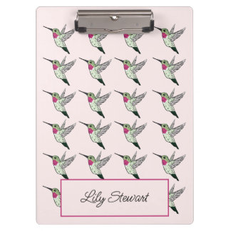  Hummingbird Pink Personalized Clipboard