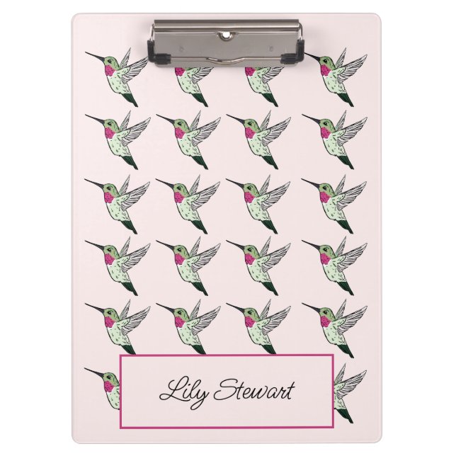  Hummingbird Pink Personalized Clipboard (Front)