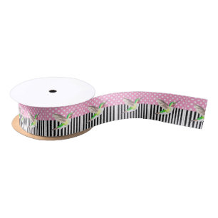 Hummingbird Pink Polka Dot Satin Ribbon