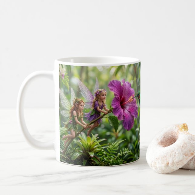Hummingbird Pixie Helpers Coffee Mug (With Donut)