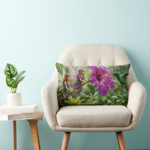 Hummingbird Pixie Helpers Lumbar Pillow