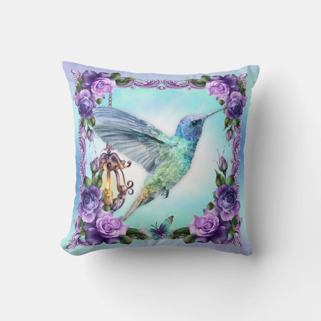 Hummingbird Polyester Throw Pillow 16" x 16" (Front)