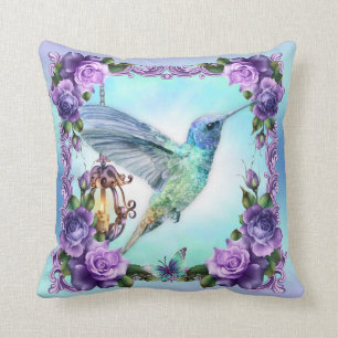 Hummingbird Polyester Throw Pillow 16" x 16"