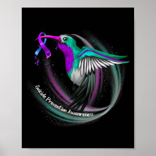 Hummingbird Purple Blue Ribbon Prevention Poster