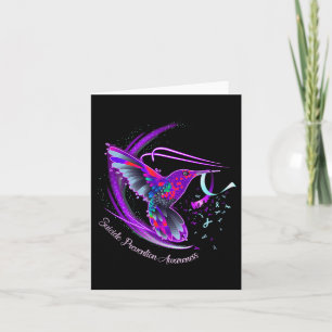 Hummingbird Purple Blue Ribbon Suicide Prevention Card