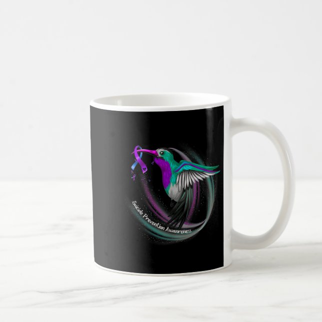 Hummingbird Purple Blue Ribbon Suicide Prevention  Coffee Mug (Right)