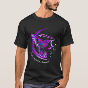 Hummingbird Purple Blue Ribbon Suicide Prevention T-Shirt