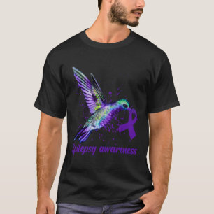 Hummingbird Purple Ribbon Epilepsy Awareness Month T-Shirt