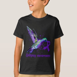 Hummingbird Purple Ribbon Epilepsy Awareness Month T-Shirt