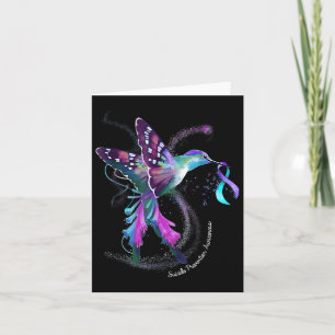 Hummingbird Purple Ribbon Suicide Prevention Aware Card