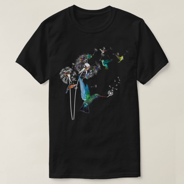 Hummingbird Pyjamas Dandelion Flower Bird Watchers T-Shirt (Design Front)