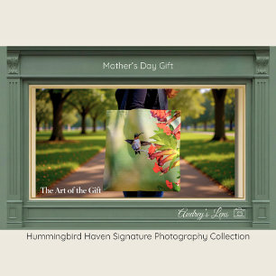Hummingbird Red Floral Tote Bag Mother's Day Gift