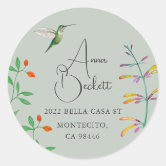 Hummingbird return address classic round sticker